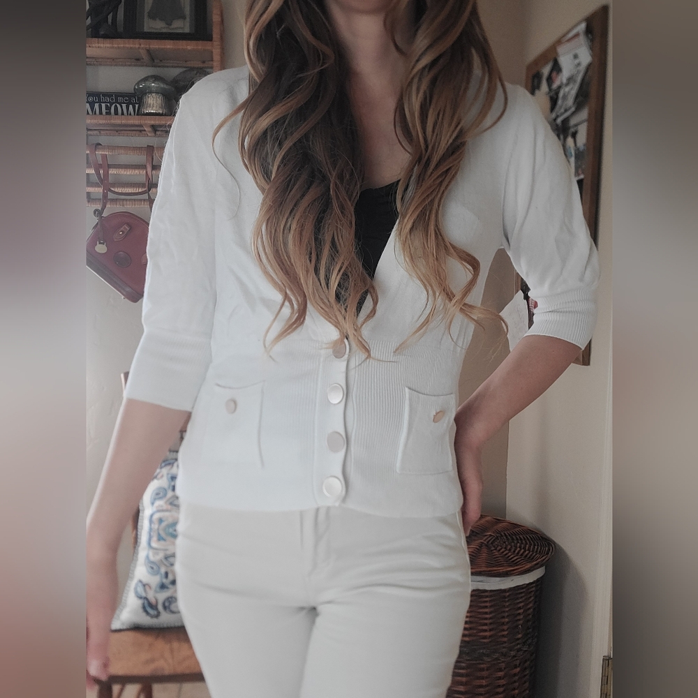 Kenneth Cole New York White Cardigan Size Medium